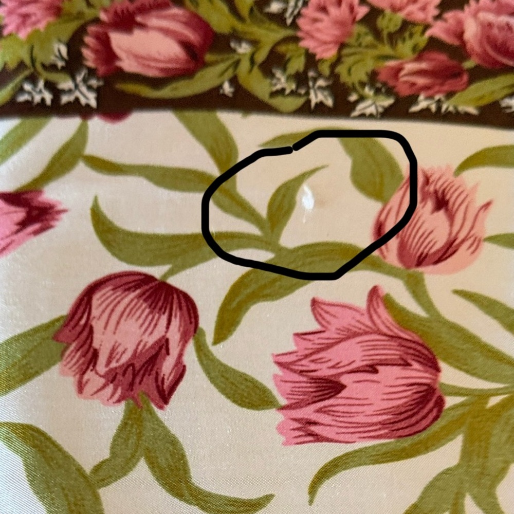 Vintage Scarf Floral Tulips Brown Pink Satiny Green 21” Square - Picture 4 of 4